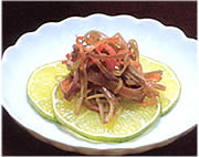 茄子の皮の胡麻油レモン和え